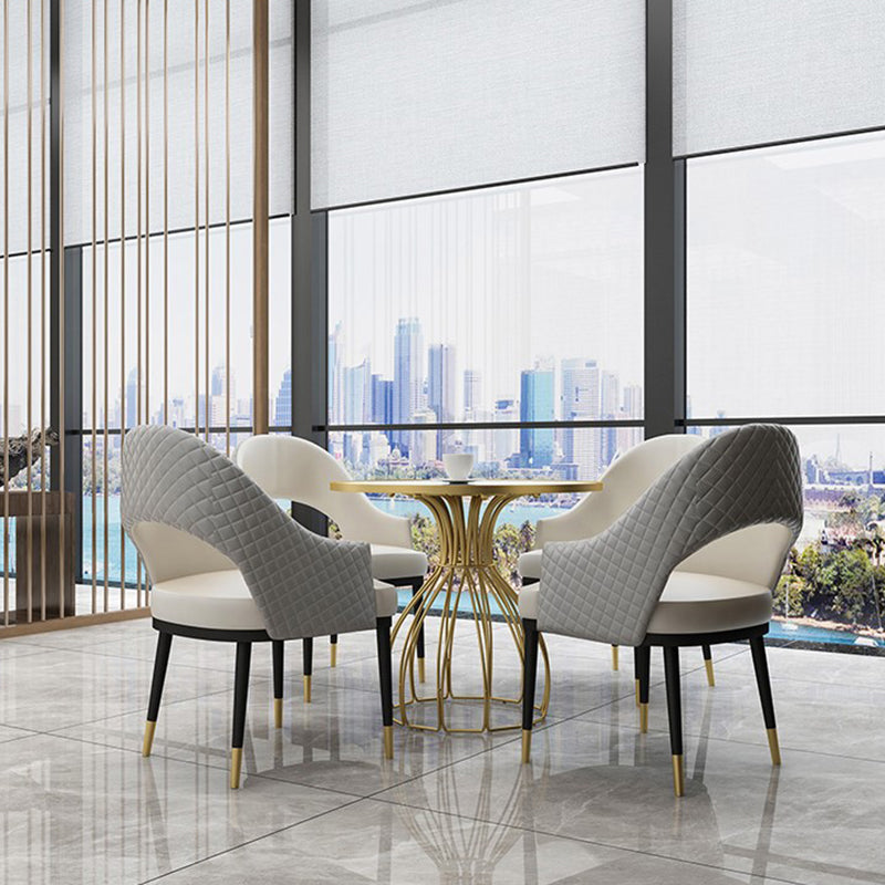 Metal and Stone Table Glam Style Simple Home Round Dining Table