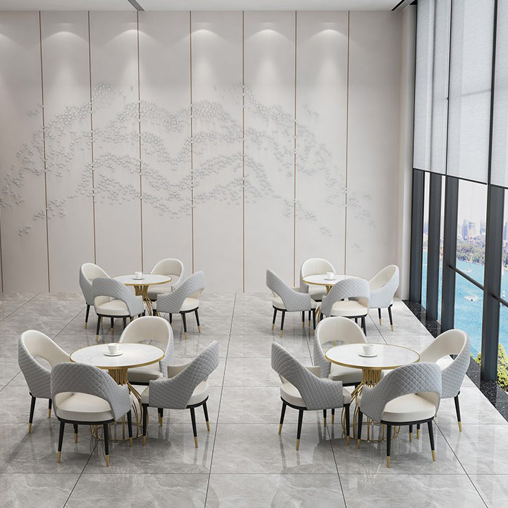 Metal and Stone Table Glam Style Simple Home Round Dining Table