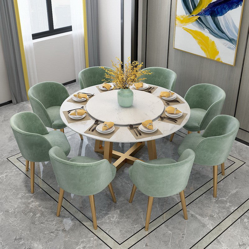 Iron and Slate Table Glam Style Simple Home Round Dining Table