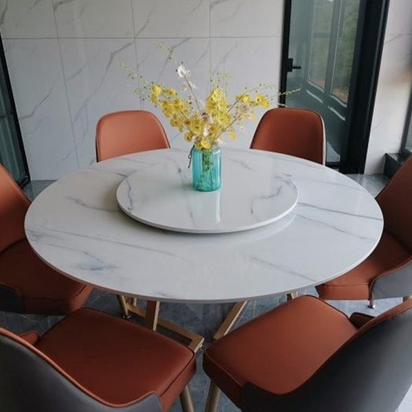 Iron and Slate Table Glam Style Simple Home Round Dining Table