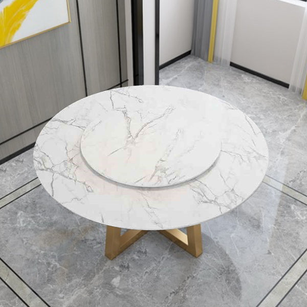 Iron and Slate Table Glam Style Simple Home Round Dining Table