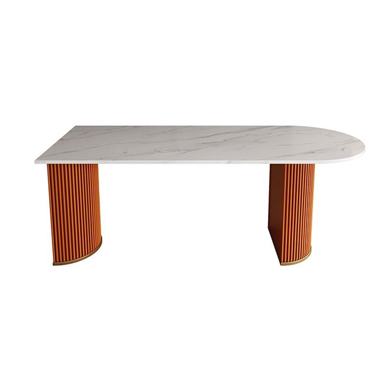 Sintered Stone Fixed Dining Table Luxury Free Form Dining Room Desk