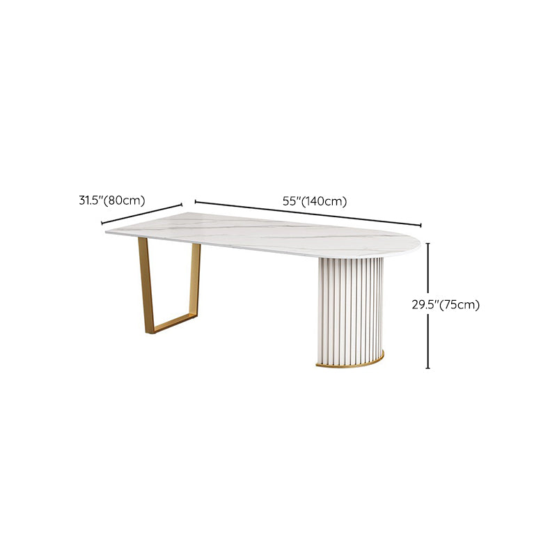 Luxury Free Form Dining Table Sintered Stone Double Pedestal Kitchen Desk