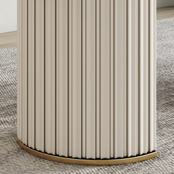 Luxury Sintered Stone Dining Desk Oval Shape Double Base Kitchen Table