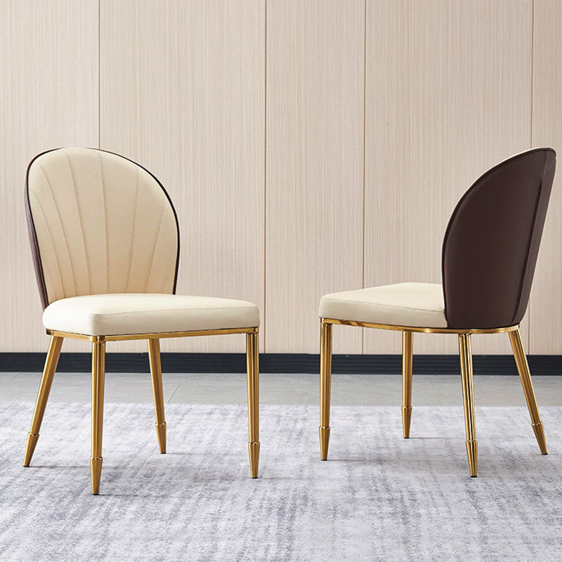 Contemporary Faux Leather Dining Chair Parsons Side Chair in White