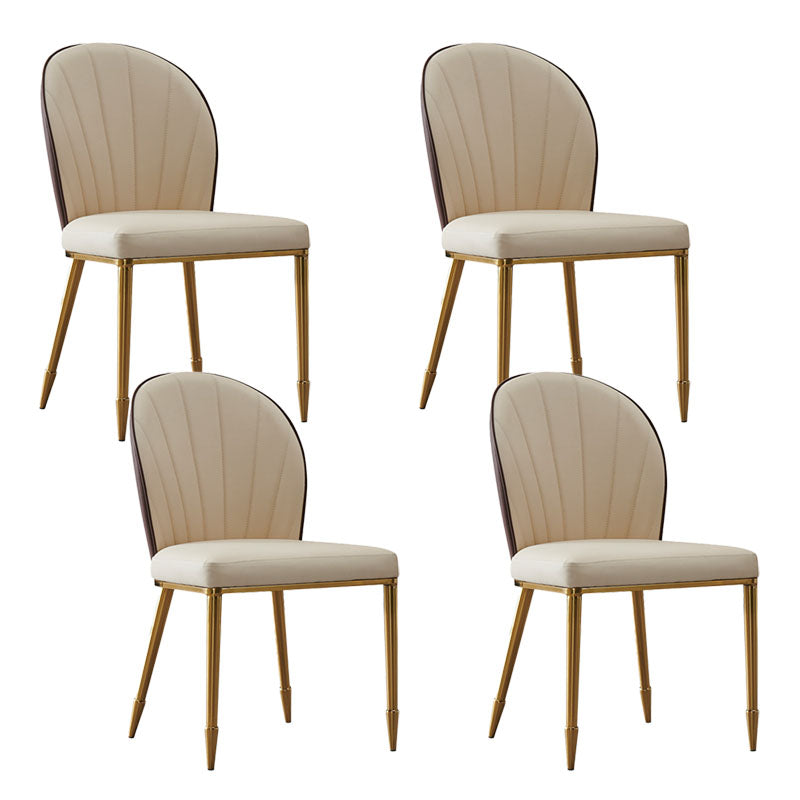 Contemporary Faux Leather Dining Chair Parsons Side Chair in White