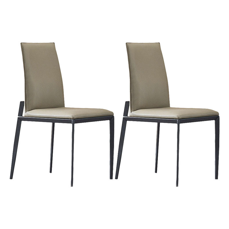 Contemporary Metal Kitchen Dining Chair Faux Leather Side Chair
