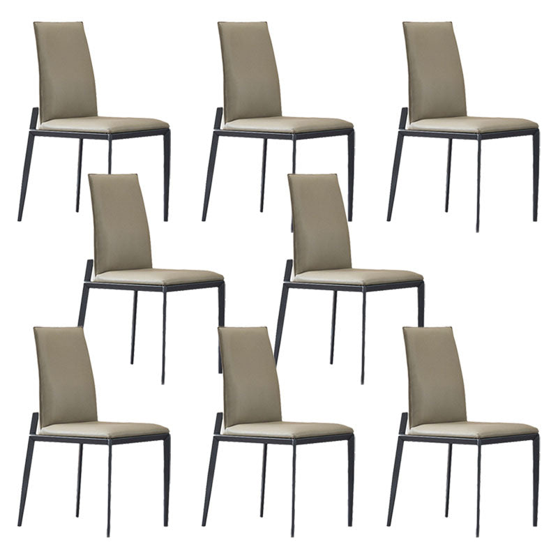 Contemporary Metal Kitchen Dining Chair Faux Leather Side Chair