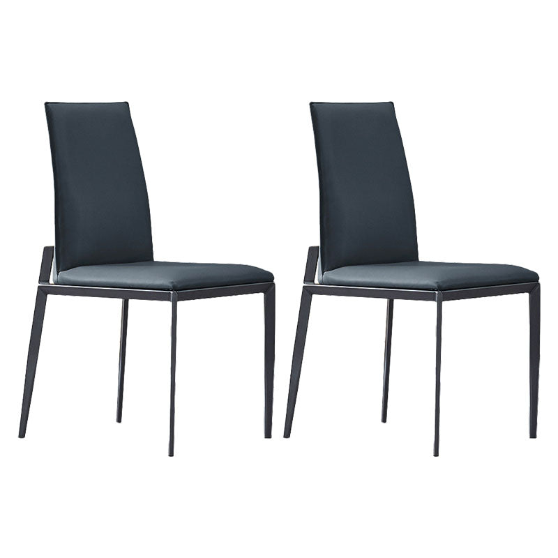 Contemporary Metal Kitchen Dining Chair Faux Leather Side Chair