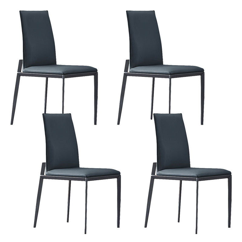 Contemporary Metal Kitchen Dining Chair Faux Leather Side Chair