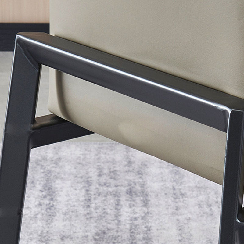 Contemporary Metal Kitchen Dining Chair Faux Leather Side Chair