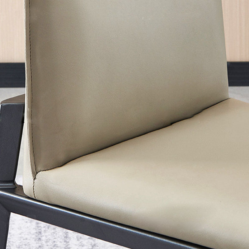 Contemporary Metal Kitchen Dining Chair Faux Leather Side Chair