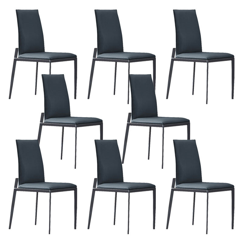 Contemporary Metal Kitchen Dining Chair Faux Leather Side Chair