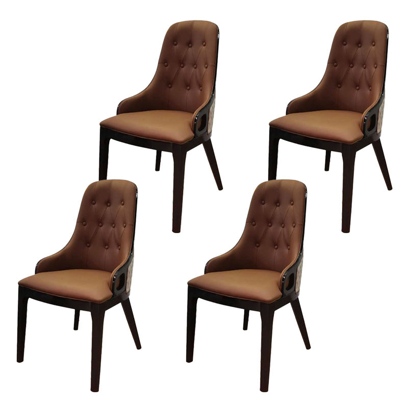 Contemporary Kitchen Dining Chairs Upholstered Side Chairs in Brown