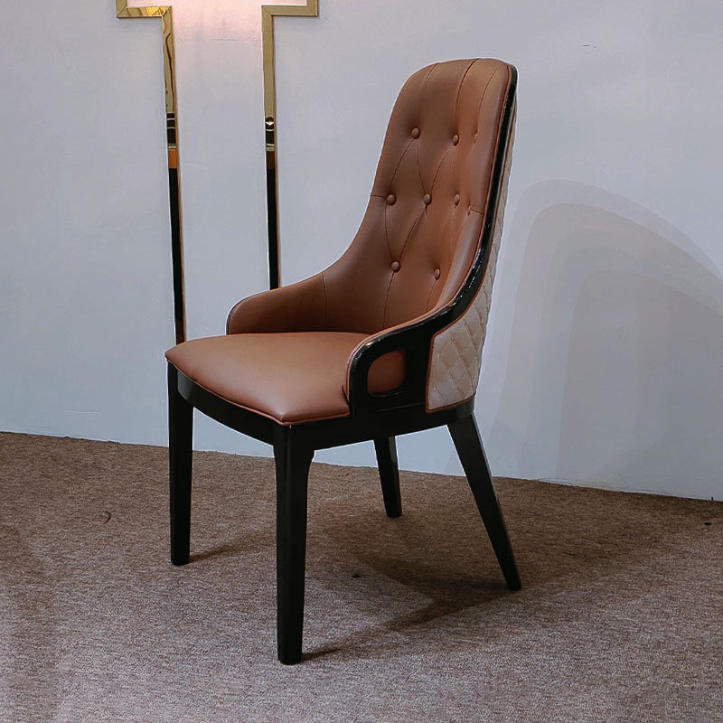 Contemporary Kitchen Dining Chairs Upholstered Side Chairs in Brown