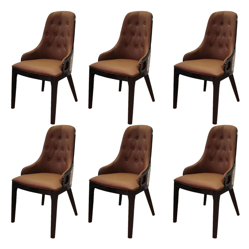 Contemporary Kitchen Dining Chairs Upholstered Side Chairs in Brown