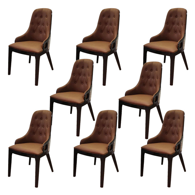 Contemporary Kitchen Dining Chairs Upholstered Side Chairs in Brown