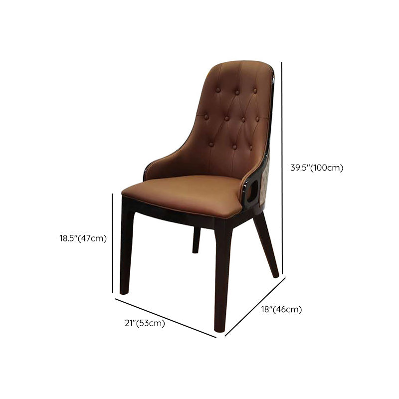Contemporary Kitchen Dining Chairs Upholstered Side Chairs in Brown