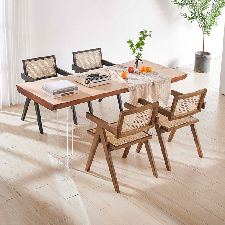 Traditional Style Dining Chair Arm Chair with Wooden Legs for Kitchen