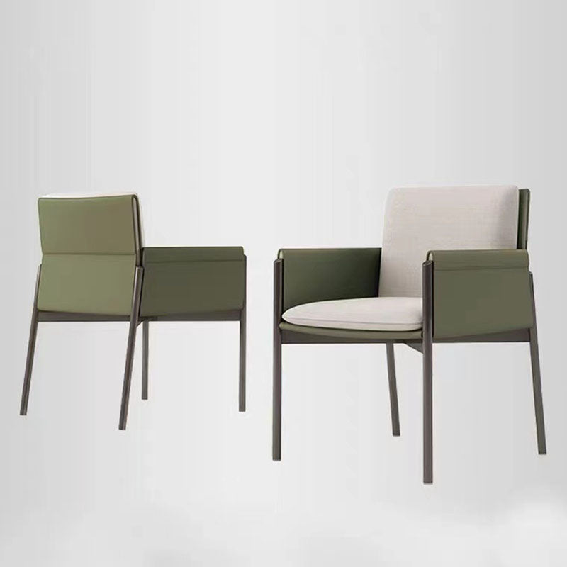 Matte Finish Hotel Dining Chair Contemporary Upholstered Solid Back Arm Chair