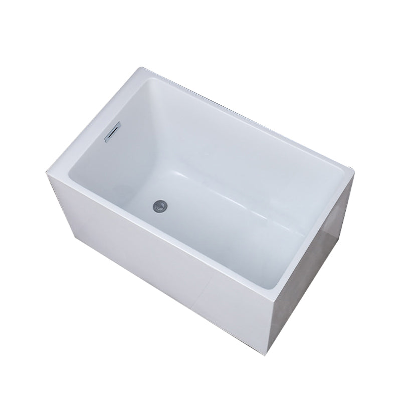 White Back to Wall Soaking Bathtub Contemporary Rectangular Acrylic Bath Tub