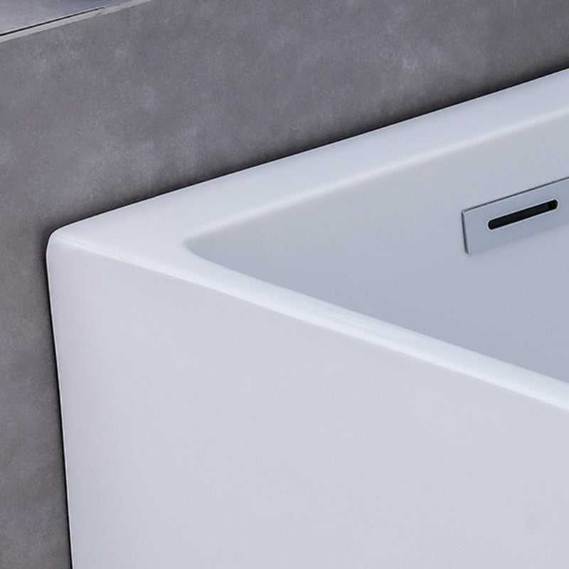 White Back to Wall Soaking Bathtub Contemporary Rectangular Acrylic Bath Tub