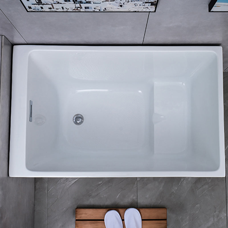 White Back to Wall Soaking Bathtub Contemporary Rectangular Acrylic Bath Tub