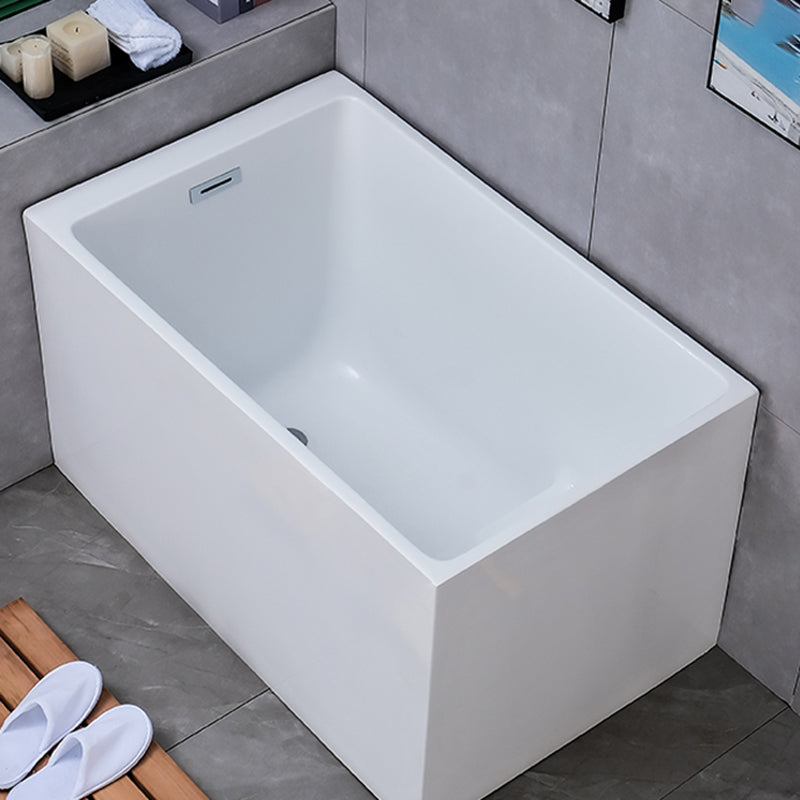 White Back to Wall Soaking Bathtub Contemporary Rectangular Acrylic Bath Tub