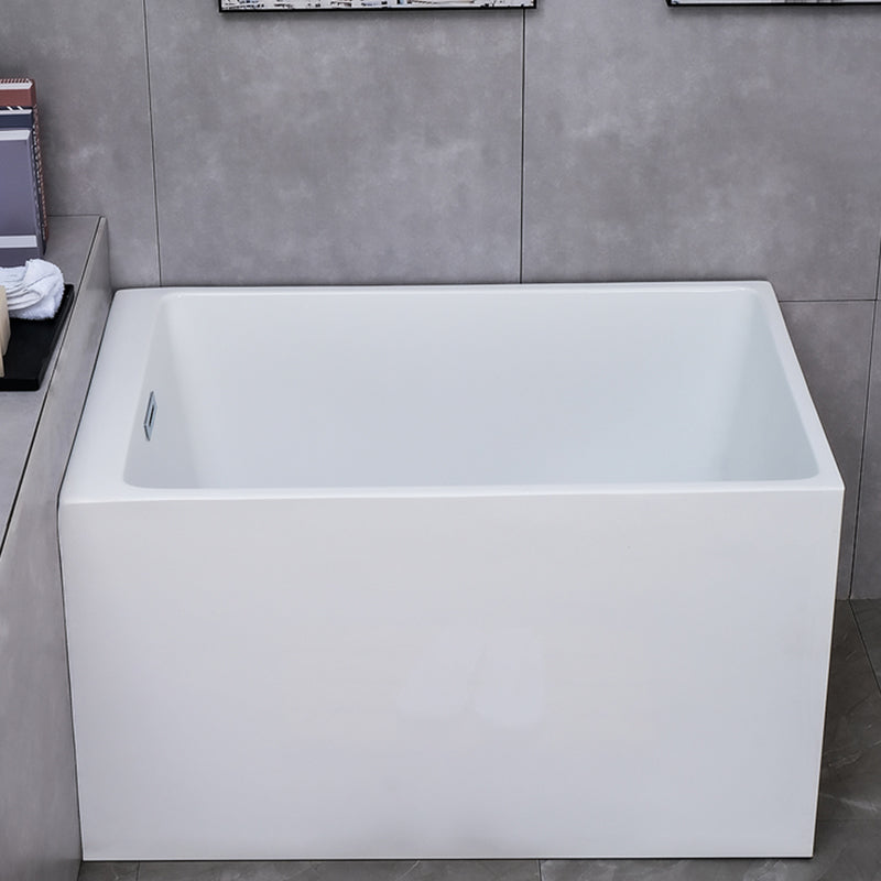 White Back to Wall Soaking Bathtub Contemporary Rectangular Acrylic Bath Tub