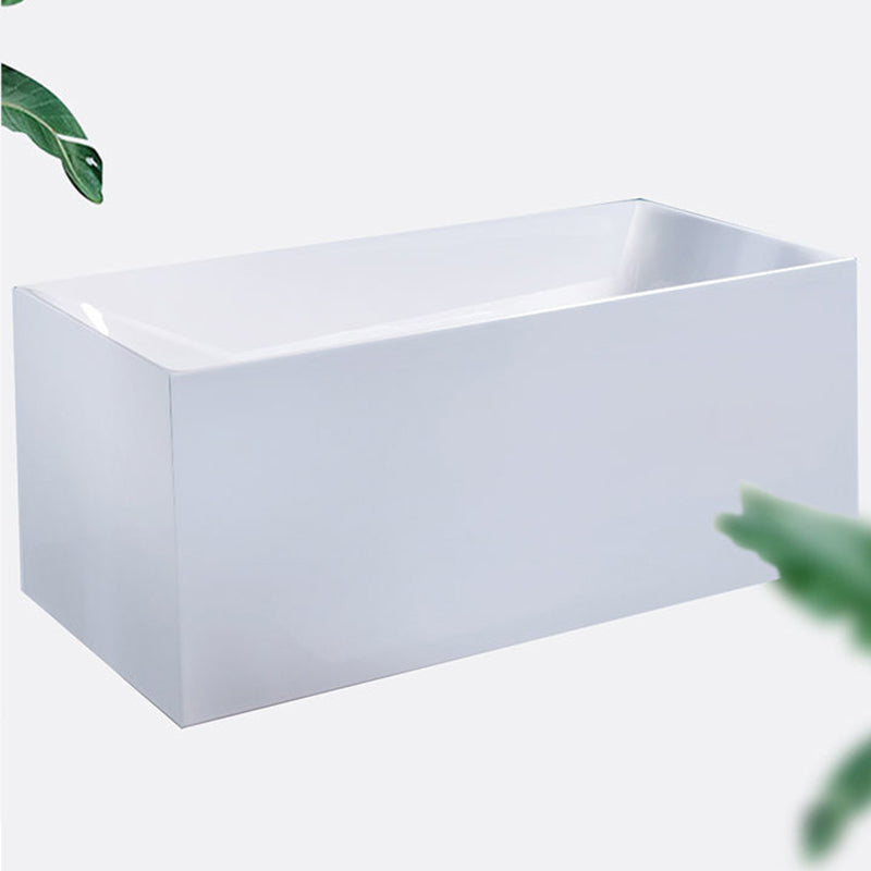 Modern Acrylic Freestanding Back to Wall Bathtub Soaking Rectangular Bath Tub
