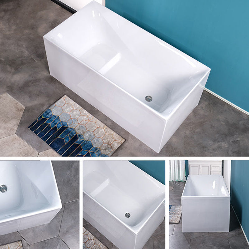 Modern Acrylic Freestanding Back to Wall Bathtub Soaking Rectangular Bath Tub