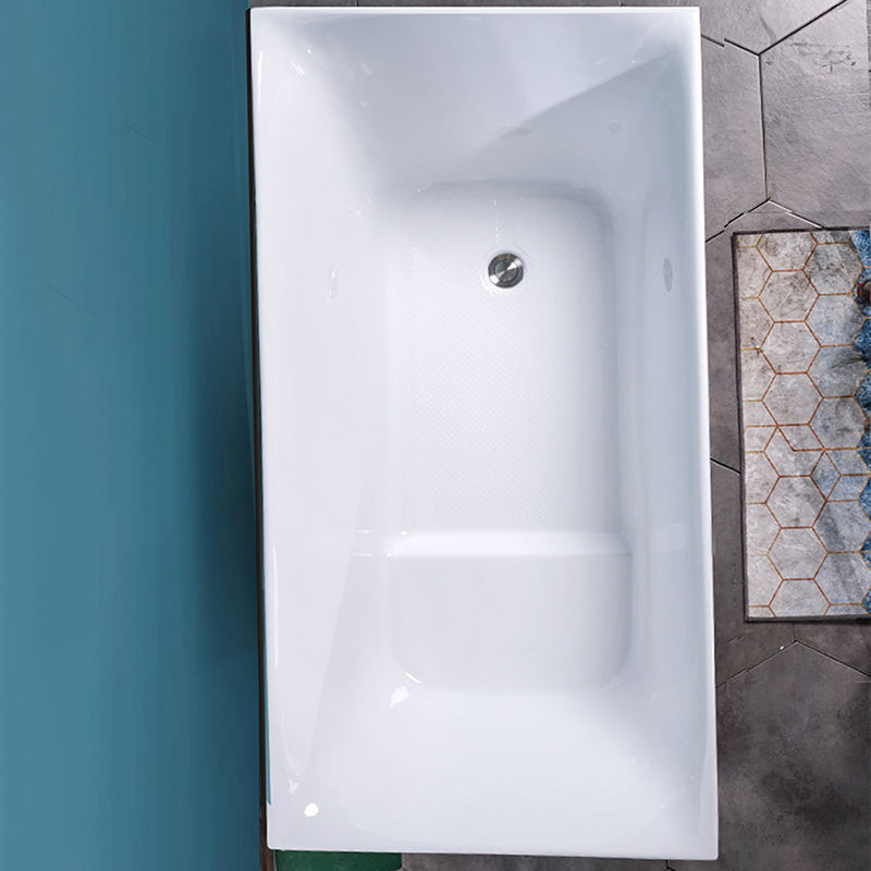 Modern Acrylic Freestanding Back to Wall Bathtub Soaking Rectangular Bath Tub