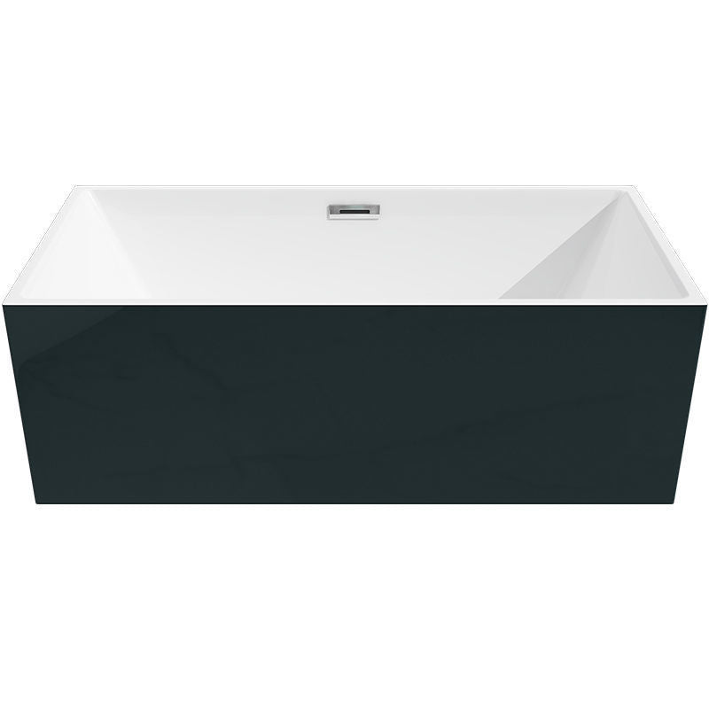 Modern Rectangular Bathtub with Internal Drain White Acrylic Soaking Tub