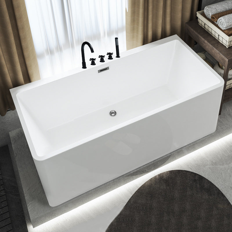 Rectangular Freestanding Back to Wall Bathtub Modern Acrylic-Fiberglass Bath Tub