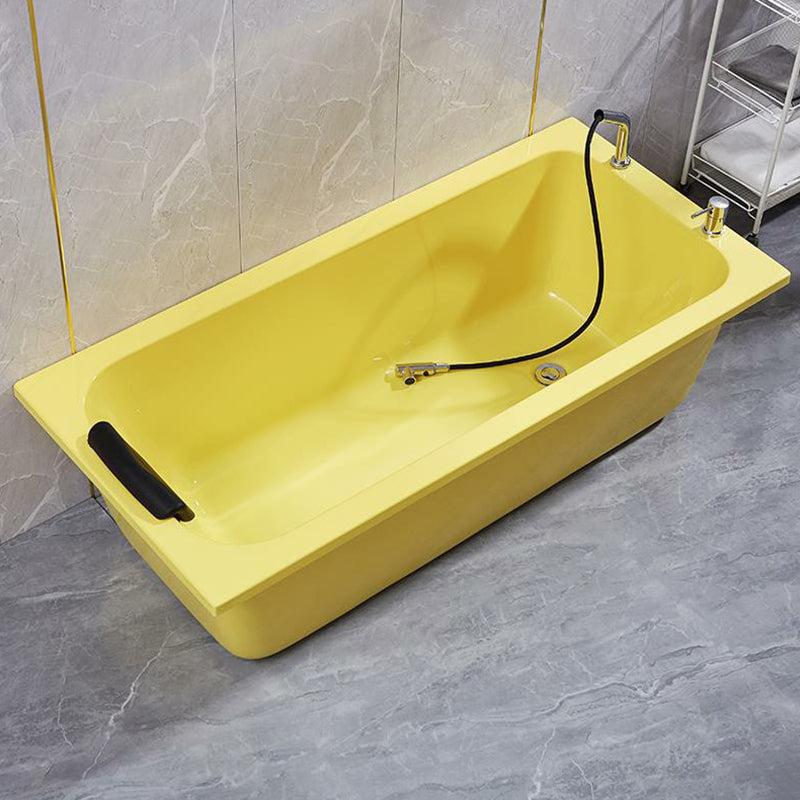 Matte Finish Acrylic Rectangular Bathtub Modern Soaking Freestanding Tub