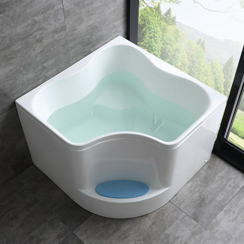 Modern Corner Soaking Bathtub White Acrylic Bathtub with Center-Front Drain