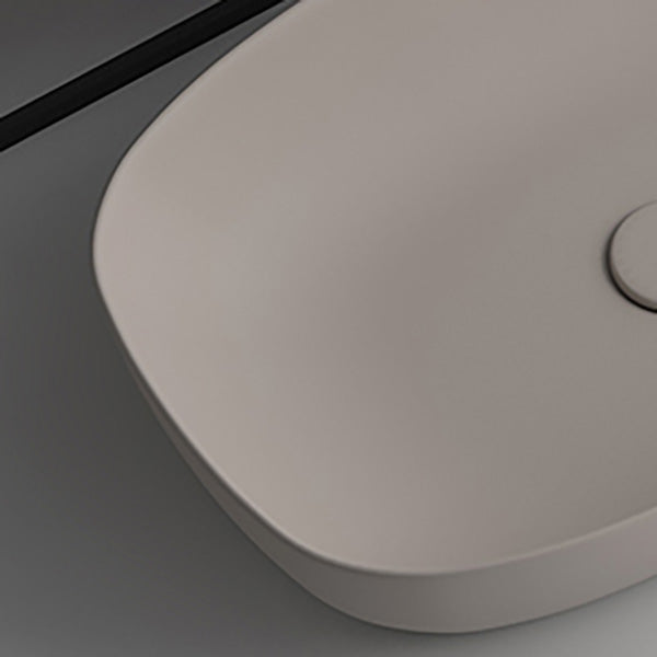 Modern Bathroom Sink Pop-Up Drain Porcelain Solid Color Oval-Shape Vessel