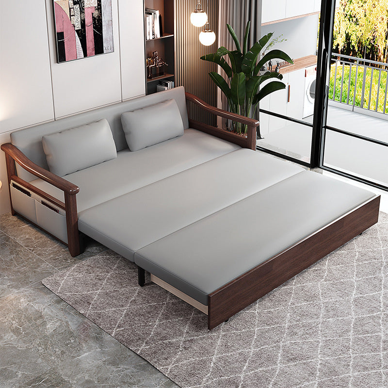 Faux leather Sofa Bed 31.49" Wide Solid Wood  Contemporary Sleeper Sofa