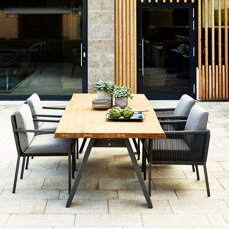 Boho Wood Dining Set 1/3/5 Pieces Rectangular Dining Table Set for Outdoor