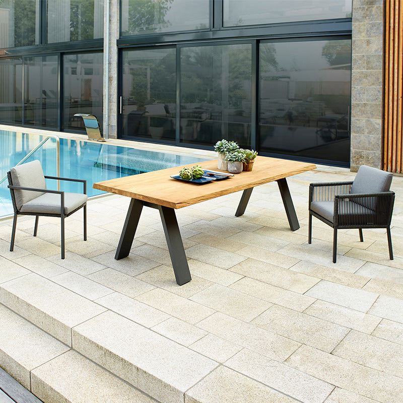 Boho Wood Dining Set 1/3/5 Pieces Rectangular Dining Table Set for Outdoor