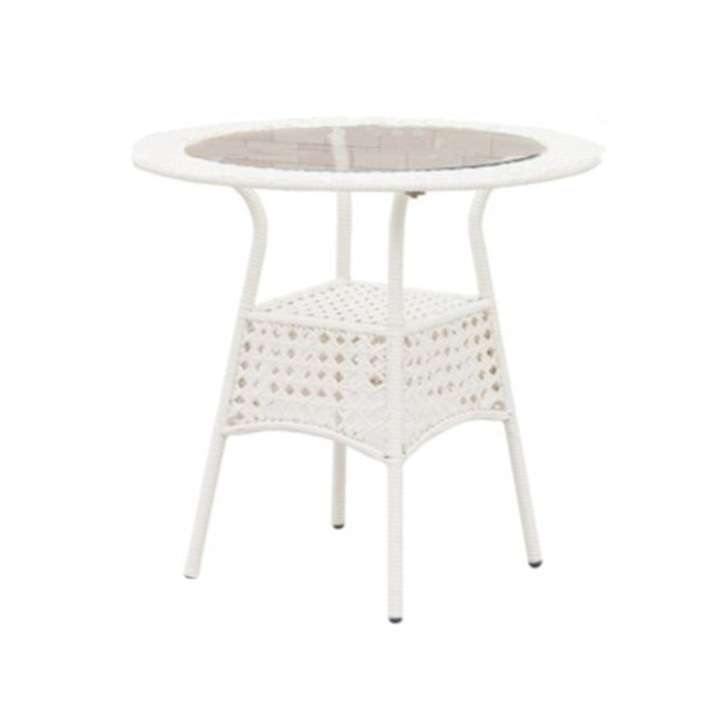 Modern Tempered Glass Outdoor Table Set 1/4/5 Pieces Dining Table with Rat Base