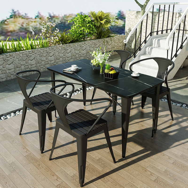 Modern Metal Dining Set 1/5 Pieces Stone Dining Table Set for Outdoor