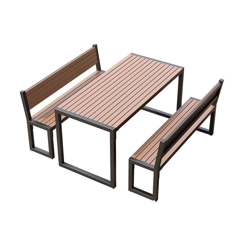 Modern Rectangular Picnic Table 1/3 Pieces Reclaimed Wood Dining Picnic Table