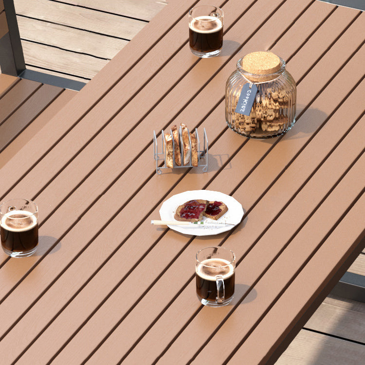 Modern Rectangular Picnic Table 1/3 Pieces Reclaimed Wood Dining Picnic Table