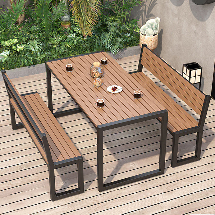 Modern Rectangular Picnic Table 1/3 Pieces Reclaimed Wood Dining Picnic Table