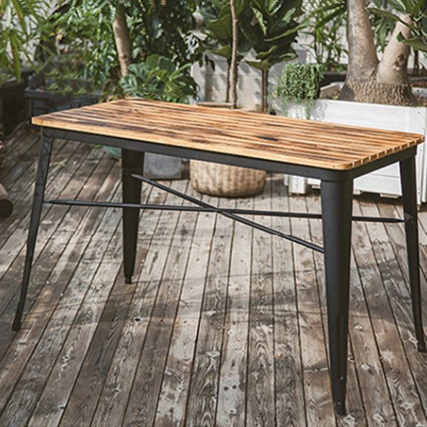 Industrial 1/5 Pieces Metal Dining Set Reclaimed Wood Dining Table Set for Outdoor