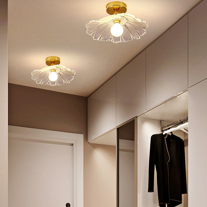 Single Golden Flush Mount Lighting Glass Ceiling Light for Living Room