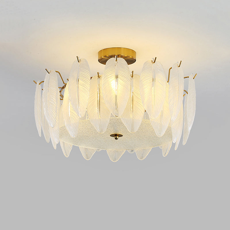 Contemporary Ceiling Lamp Household Glass Shade Flush Mount Light Fixture