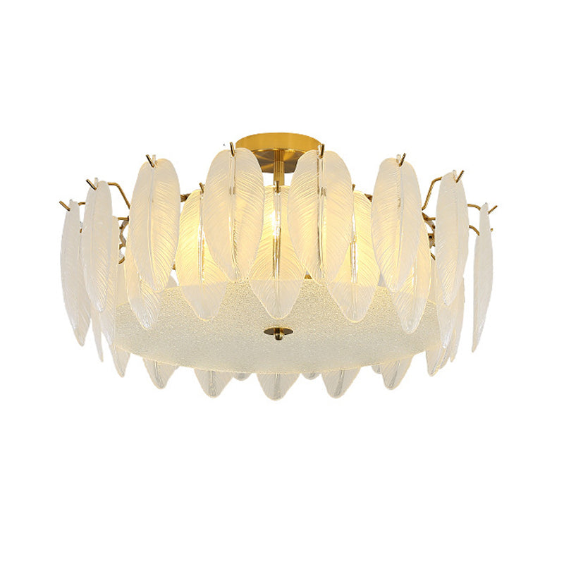 Contemporary Ceiling Lamp Household Glass Shade Flush Mount Light Fixture
