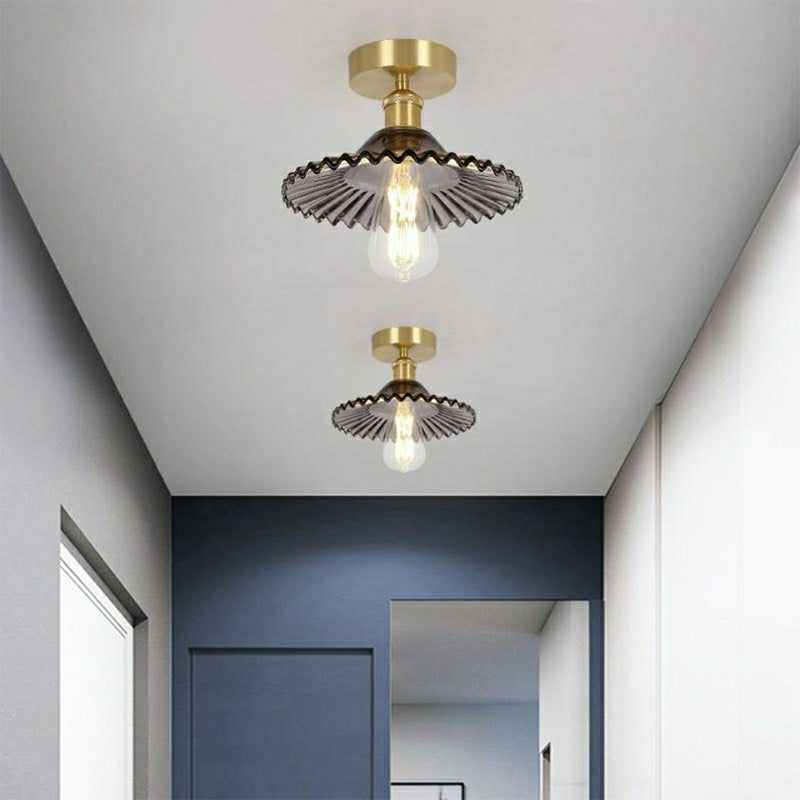 1-Light Ceiling Light Modern Ceiling Mount Lamp with Glass Shade for Bedroom